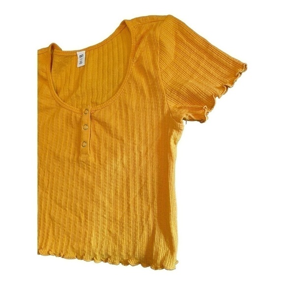 𝅺bp POINTELLE RIB CROP HENLEY IN ORANGE SLICE - Picture 6 of 13